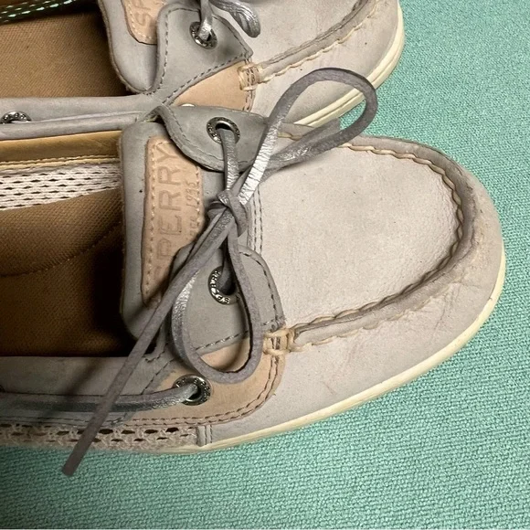 Sperry angelfish 1 eyegray and silver boat shoe side netting easy slip on style - Picture 9 of 10